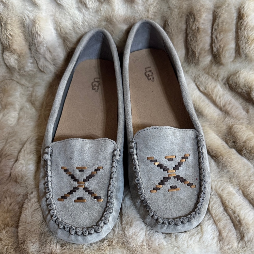 UGG Women's Light Gray Suede Moccasins